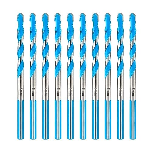 Image of Toolant 5mm Carbide Drill Bit Set, Shockproof for Concrete/Glass/Brick/Plastic/Cement/Tile, Industrial Strength, Box of 10