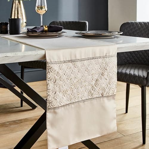 Image of Catherine Lansfield Deco Sequin 32x220cm Dining Table Runner Champagne Gold