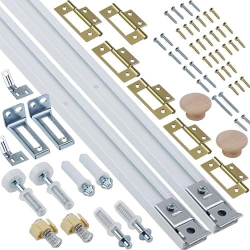Image of Bifold Door Hardware Kit, 2-Pack 30-Inch Bi-fold Closet Door Track Kit Bifold Closet Door Hardware Kit Folding Door Hardware Repair Replacement Tool Kit