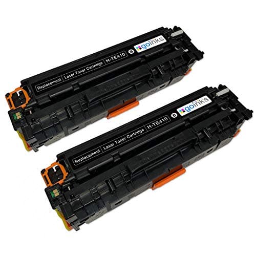 Image of 2 Go Inks Black Laser Toner Cartridges to replace HP CE410X (305X) Compatible/non-OEM for use with HP Laserjet Pro 300/400 Color Printers
