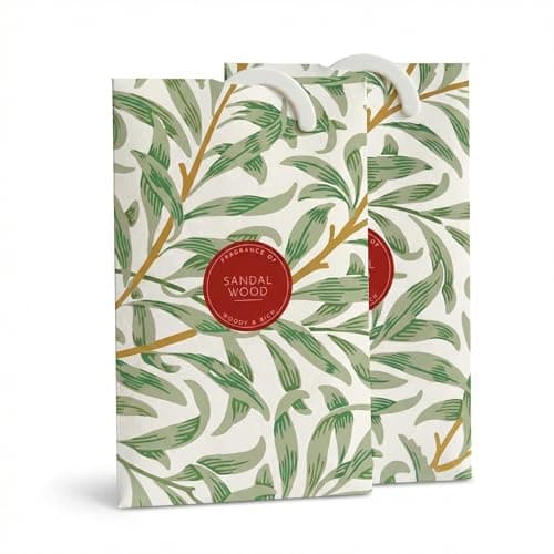 Image of The Master Herbalist Sandalwood Scented Wardrobe Freshener in a William Morris Inspired Willow Design | Contains Essential Oils | Pack of 2 | Made in The UK.