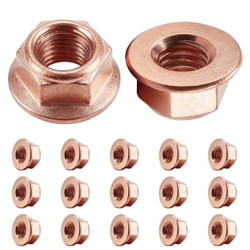 Image of 20PCs Car Exhaust Manifold Head Stud Nuts,M8 Exhaust Manifold Stud Hex Nuts,Durable Copper Nut,Car M8 Copper Hex Nut,Self Locking Cars Parts Compatible with BMW E30 3 Series A1201420072