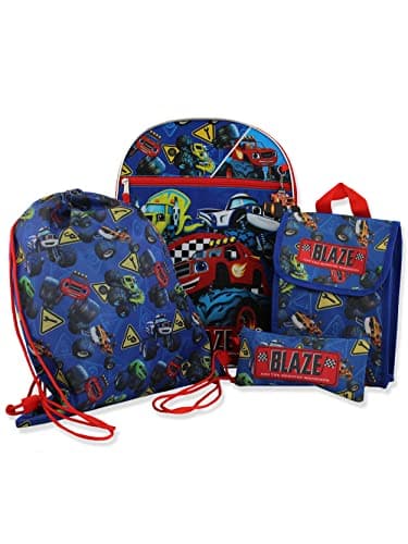 Image of Blaze and the Monster Machines Boys 16" Backpack 5 piece School Set (One Size, Blue)