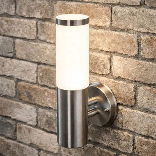Image of CGC Lighting Stainless Steel Silver Outdoor Outside Wall Light Indoor Garden Patio Porch Door Conservatory Decking Shed (Straight)