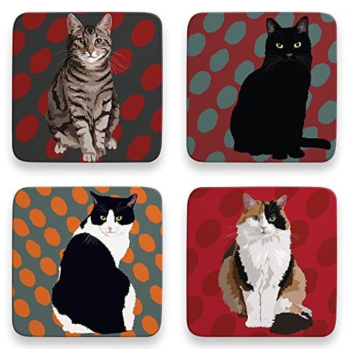Image of Leslie Gerry Cat Coasters Set of 4