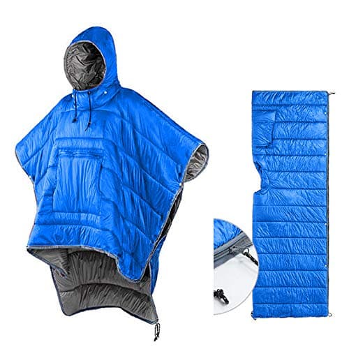 Image of Sleeping Bag Cloak Winter Camping Poncho Wearable hooded Blanket Lazy Quilt Lounge Blanket Warm Jacket for Men Women