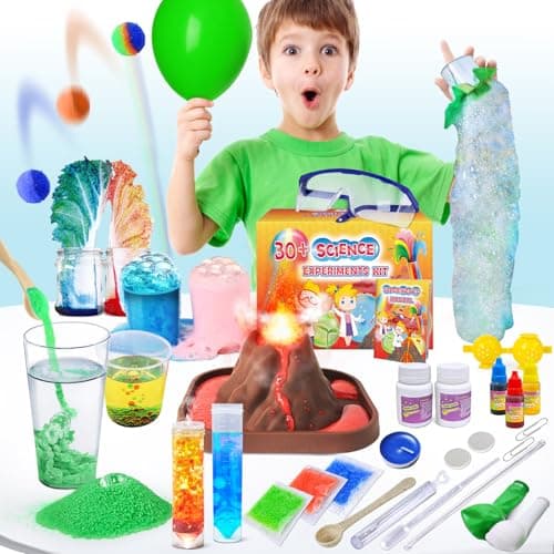 Image of UNGLINGA 30+ Experiments Science Kits for Kids Educational S.T.E.M Toys Gifts for Boys Girls, Chemistry Set, Bouncy Ball, Volcano, Learning Activities