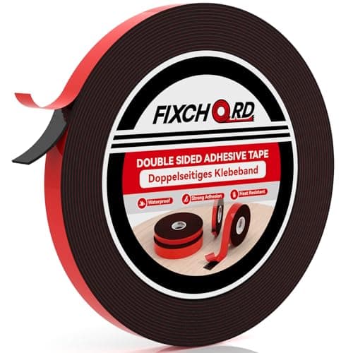 Image of FIXCHORD Double Sided Tape Heavy Duty, 10M*12MM Extra Strong Adhesive Tape, Waterproof Mounting Tape, Double Sided Acrylic Foam Tape for Car, LED Strips, Home & Office Decor (Indoor/Outdoor Use)