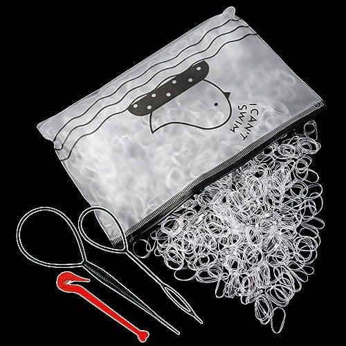 Image of Qufiiry 1000 Pcs Elastic Hair Bands, Hair Elastics, Ponytail Holders, With Band Removal Hook+2 Hair Braid Tools