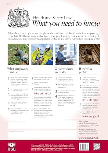 Image of Health and Safety Law Poster HSE - What You Need To Know FWC30 A3