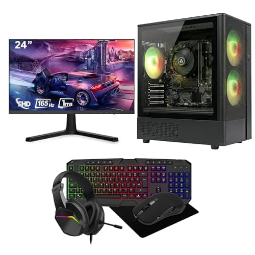Image of GTR-Starter Gaming PC Bundle – Ryzen 5 | 16GB RAM | 1TB SSD | 24” 165Hz Monitor | Esports Ready for Fortnite, Valorant & Minecraft | Full Setup with Keyboard, Mouse & Headset | Windows 11 | WiFi