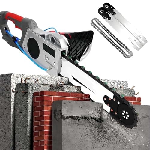 Image of Electric Concrete Chain Saw, Handheld Brushless Chainsaw, Diamond Wall Cutter for Slotted Rebar, Marble, Bricks, 350mm