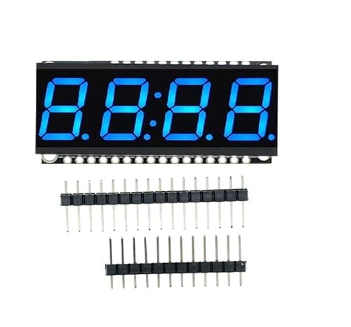 Image of 4 Digit 7-Segment Display Module, DC 3.3V-5V 0.56" HT16K33 4 Digit LED Display Board with Clock Function(Red/Green/Yellow/White/Blue Display)