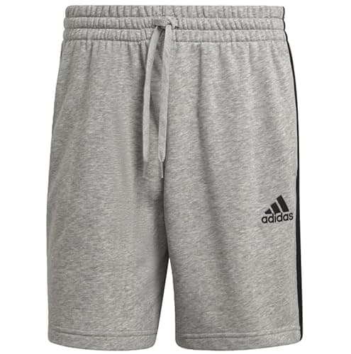 Image of adidas Mens Essentials 3-Stripes Fleece 9-inch Shorts, Medium Grey Heather/Black, 3X-Large
