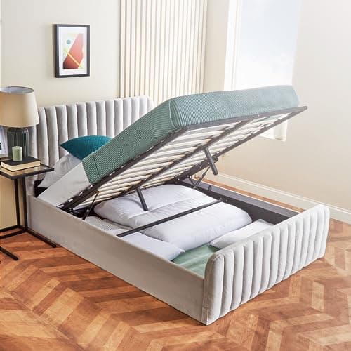 Image of Home Treats Ottoman Bed Frame Small Double | Storage Bed 4ft | Luxury Padded Velvet Upholstery Bed With Storage (No Mattress, Small Double)