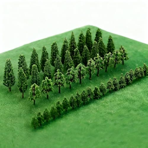 Image of 50 Pcs Mixed Model Trees Poplar & Pagoda Pine Combo, Miniature Landscape Diorama Trees, Natural Green Architectural Model Trees for DIY Train Railways Scenery & Building Sandbox Realistic Scene