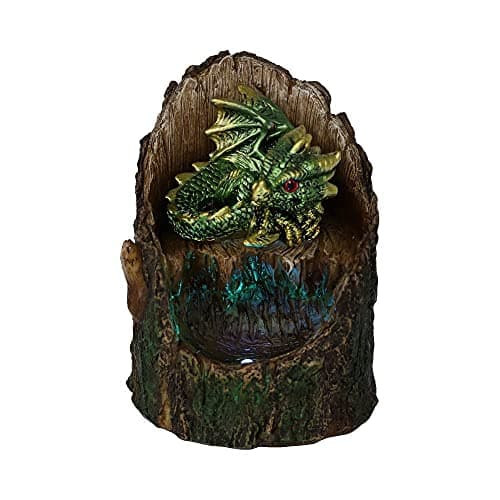 Image of Nemesis Now Arboreal Hatchling Green Dragon in Tree Trunk Light Up Figurine, Red, 10.8cm, U5288S0