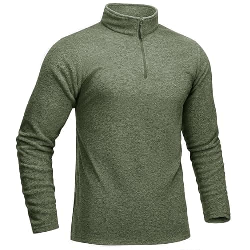 Image of KEFITEVD Mens Fleece Tops Half Zip Lightweight Polar Fleece Pullover Quarter Zip Stand Collar Sweatshirt,Army Green,L