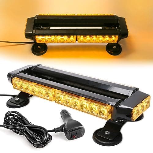 Image of ROUTEKING 30LEDs Flashing Beacon Light - Recovery Warning Strobe Lighting Bar IP65 with 4 Magnetic Base 7 Flash Patterns for 12V/24V Emergency for vehicles Car Trailer Roof (Amber)