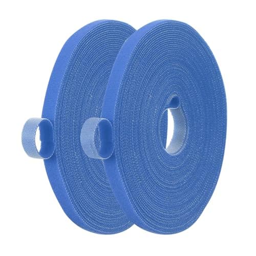 Image of PATIKIL 0.4IN x 33FT Hook and Loop Tape, 2 Pcs Double-Sided Nylon Strips Reusable Cable Ties Roll Multi-Purpose Cord Management Tape Wrap Fastener for Home Office, Blue
