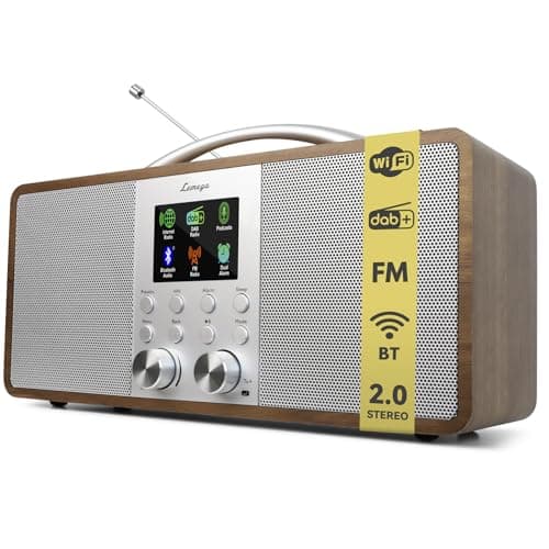Image of Lemega IR6 Internet Radio with Podcasts & Bluetooth Streaming, DAB/DAB+ & FM Stereo Radio, 2.0 Dual Speakers, 150 Presets, Alarm Clock, Rechargeable Battery, Premium Wooden Cabinet & Aluminium Handle