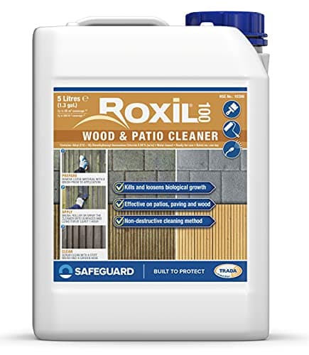 Image of Roxil 100 Wood & Patio Cleaner 5L - Green Mould, Algae & Lichen Killer - Restore the appearance of your Patio, Deck, Fence or Paving (1)