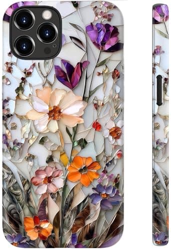 Image of ESDOT for iPhone 12 Case/iPhone 12 Pro Case Cute,Aesthetic Vintage Wildflower Hard Shell,Compatible with Magsafe,Trendy Protective Slim Silicone Phone Cover for Women Girls,Blooming Wildflowers