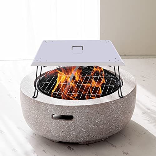 Image of Fire Pit Heat Deflector, Outdoor Square Fire Pit Burner Cover, Stainless Steel Bonfire Heat Deflector with 4 Foldable Legs and Carrying Handle, Push Heat Down and Out, 76 x 76 x 33cm