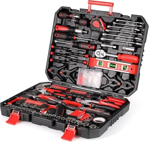 Image of 198 Piece Home Tool Kit Set with Storage Case, Portable Hand Tools for DIY, Car Repair, Home Maintenance, Includes Screwdrivers, Socket, Adjustable Wrench, Pliers, Mechanic Toolbox for Men Women
