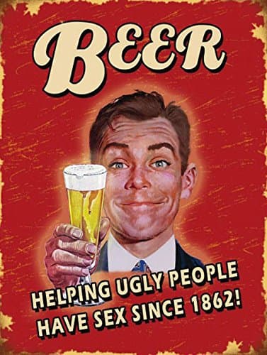Image of Shawprint BEER HELPING UGLY PEOPLE SIGN PUB BAR MAN CAVE RETRO VINTAGE STYLE METAL TIN WALL PLAQUE SIGN NOVELTY GIFT (8" x 6" (200mm x 150mm)) (8" x 6")