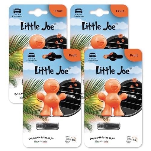 Image of Little Joe Standard Car Air Freshener, 45-Day Long-Lasting Fragrance, Strong Scented Vent Clip for Car Interior Home & Office - 4 Pack Fruit Scent (Orange)