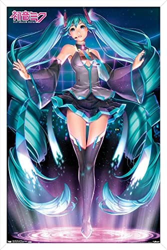 Image of Trends International Hatsune Miku - Projection Wall Poster, 14.725" x 22.375", White Framed Version