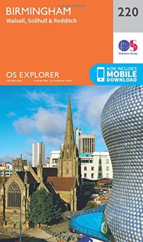 Image of Birmingham Map | Walsall, Solihull & Redditch | Ordnance Survey | OS Explorer Map 220 | England | Walks | Hiking | Maps | Adventure
