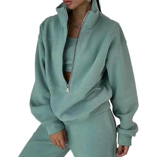 Image of Litthing Tracksuit Womens Full Set Lounge Wear Sets 2 Piece Ladies Fleece Tracksuits Comfort Long Sleeve Activewear Zip Coat Tops Trousers Sets Fashion Casual Thermal Autumn Winter