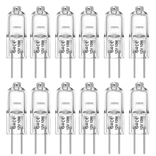 Image of Jaenmsa G4 Halogen Light Bulbs 10W 12V, 12 Pack 2 Pin Light Bulbs Clear Capsule Lamp Bulb Warm White Dimmable for Ceiling Lights, Table Lamps, Cabinet Lights