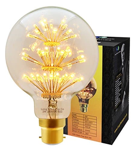 Image of 2w Vintage LED Globe Light Bulb B22 Clear Glass Tree Filament G95