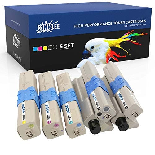 Image of RINKLEE Toner Cartridge Compatible with Oki C310dn C330dn C331dn C510dn C511dn C530dn C531dn MC361dn MC362dn MC561dn MC562dn MC562w | High Yield 3500/3000 Pages | Black/Cyan/Magenta/Yellow, 5-PACK