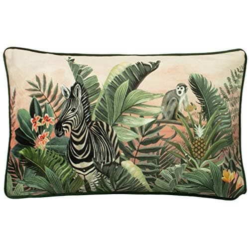 Image of Evans Lichfield Manyara Zebra Velvet Piped Feather Rich Filled Cushion
