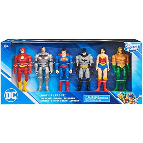 Image of DC Justice League Flash, Cyborg, Superman, Batman, Wonder Woman & Aquaman Action Figure 6-Pack