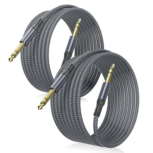 Image of Elebase 1/4 Inch TRS Instrument Cable 6M 2-Pack,Straight 6.35mm Male Jack Stereo Audio Interconnect Cord,6.35 mm Balanced Line for Electric Guitar,Bass,Keyboard,Mixer,Amplifier,Amp,Speaker,Equalizer