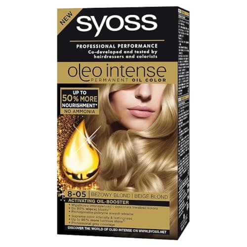 Image of Syoss Oleo Intense Hair Dye with Long Lasting Colouring with 8-05 Beige Blonde Oils