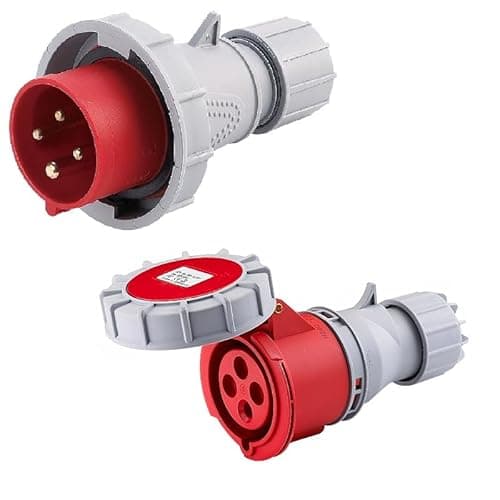 Image of TEW Deligo 16A 4 Pin (3P+E) Red IP67 Industrial Plug & Coupler 415V 50-60Hz Three Phase TEW4P415-16W/TEW4C415-16W