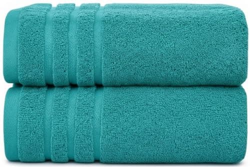 Image of WovenWonder Pack of 2 Super Jumbo Bath Sheets (100 x 200 cm-600GSM) Luxury 100% Egyptian Cotton Soft Extra Large Bath Sheet Towels Highly Absorbent & Quick Dry Hotel Quality Towel Set (Teal)