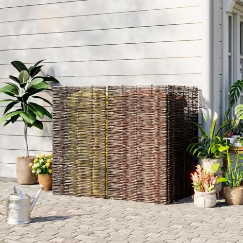 Image of Warmiehomy Wheelie Bin Screen Willow Wheelie Bin Hideaways Wheelie Bin Storage Double Outdoor Bin Shed Screen