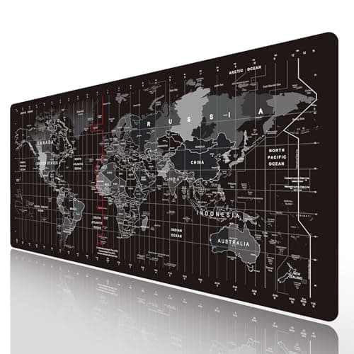 Image of HGWALP Large Gaming Mouse Pad & Extended XXL Computer Game Mouse Mat, Long Desk Pad with Stitched Edges for Keyboard Home Office Gaming Work Big Desk Pad (35.4x15.7x0.12IN, 90x40) World Map