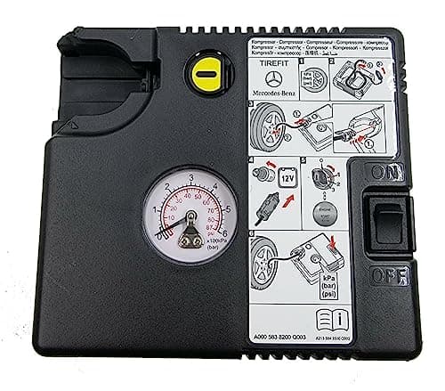 Image of Partsdealers GENUINE TYRE PUMP AIR COMPRESSOR INFLATOR for MERCEDES MOBILITY PUNCTURE REPAIR KIT SET NEW 180W 15A 12V A0005838200