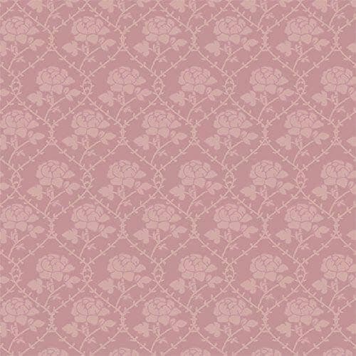 Image of Dolls House Pink Rose Pattern Wallpaper Miniature 1:12 Scale Print