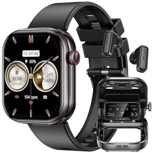 Image of Smart Watch with Earbuds for Women Men: 2.02" HD 2 in 1 Fitness Tracker Smartwatch with Blood Pressure Heart Rate SpO2 Sleep Monitior Step Counter IP67 Watches with Wireless Earphone for iOS Android