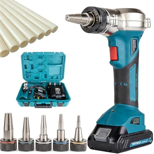Image of PEX Pipe Expander Tool Kit, Rechargeable Expansion Tool with 16mm, 20mm, 25mm Heads, Ideal for Plumbing Pipe Pressing and Underfloor Heating Systems