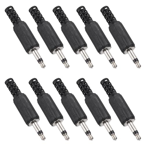 Image of sourcing map 10 Pcs 1/8" TS Audio Male Plug, 3.5mm Mono Jack Plug Adapter Replacement, 1 Pole Solder Jack Cable Connector for Speaker Microphone Guitar (Black)